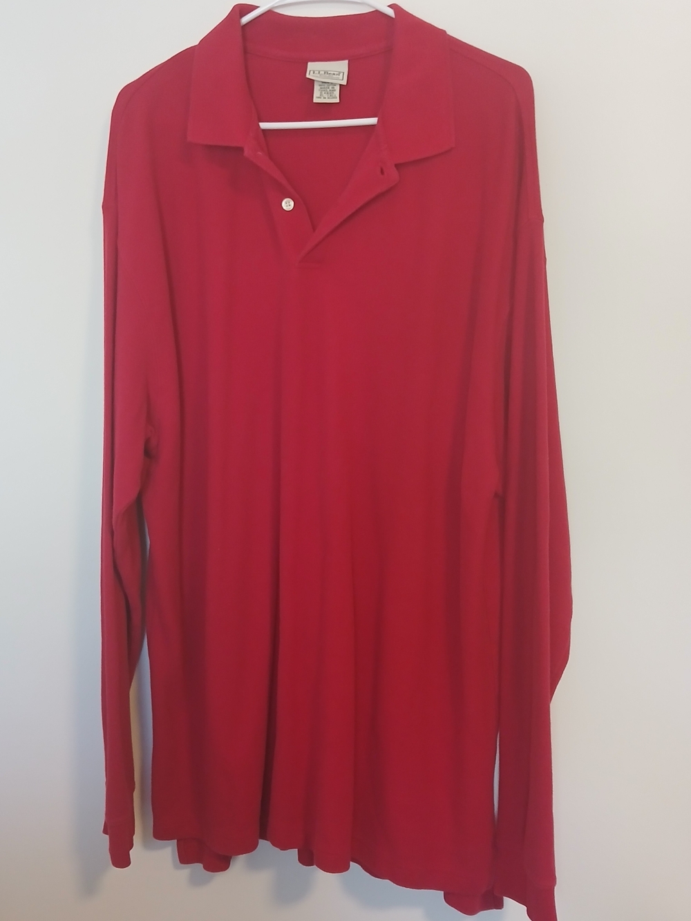 L.L. Bean Red XL Tall Long-Sleeve Polo Shirt